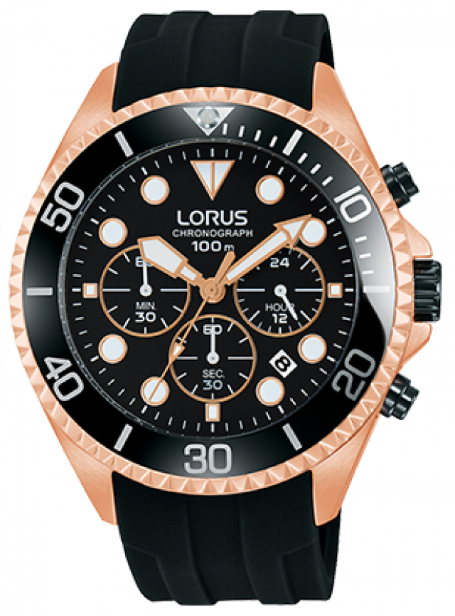 Lorus Sports Chronograph Strap Rubber Watches StoryOfGold | Rt322gx9, Black